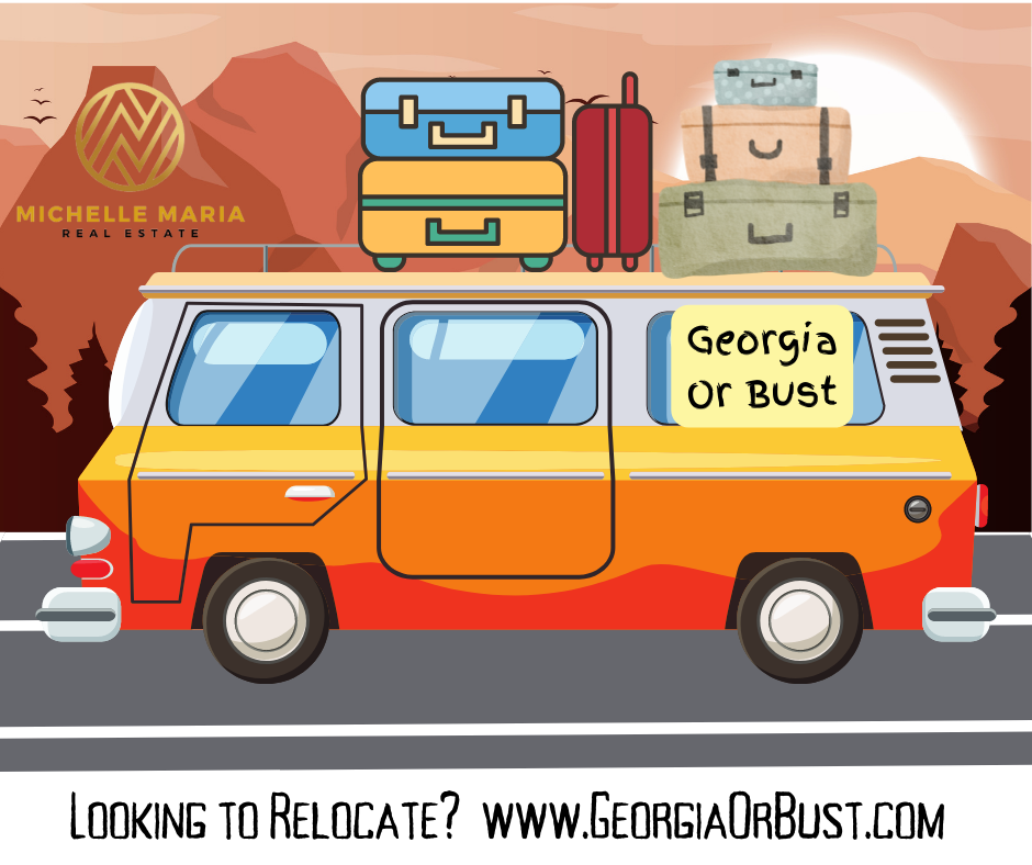 Real Estate Blog for Blue Ridge GA Retro Looking Van with GeorgiaOrBust in side window. Looking to relocate?